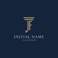 logo monogramme initial jf pour cabinet d'avocats, avocat, avocat avec style pilier vecteur