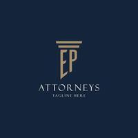 logo monogramme initial ep pour cabinet d'avocats, avocat, avocat avec style pilier vecteur