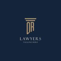 ou logo monogramme initial pour cabinet d'avocats, avocat, avocat avec style pilier vecteur