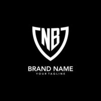 logo initial monogramme nb avec un design d'icône de bouclier moderne et propre vecteur