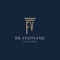 logo monogramme initial fv pour cabinet d'avocats, avocat, avocat avec style pilier vecteur