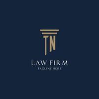 logo monogramme initial tn pour cabinet d'avocats, avocat, avocat avec style pilier vecteur