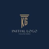 logo monogramme initial kg pour cabinet d'avocats, avocat, avocat avec style pilier vecteur