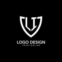 logo initial monogramme li avec un design d'icône de bouclier moderne et propre vecteur