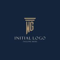 wg logo monogramme initial pour cabinet d'avocats, avocat, avocat avec style pilier vecteur