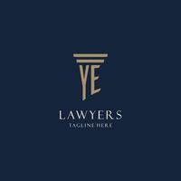 ye logo monogramme initial pour cabinet d'avocats, avocat, avocat avec style pilier vecteur