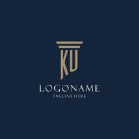 logo monogramme initial ku pour cabinet d'avocats, avocat, avocat avec style pilier vecteur