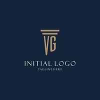 vg logo monogramme initial pour cabinet d'avocats, avocat, avocat avec style pilier vecteur