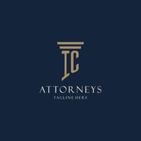 logo monogramme initial ic pour cabinet d'avocats, avocat, avocat avec style pilier vecteur