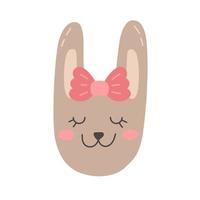 lapin de fille de vecteur avec arc, tête de lapin mignon pour les enfants