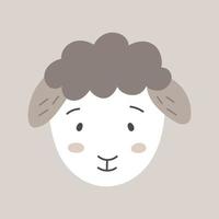 mouton vectoriel mignon, icône d'agneau doodle pour enfants, illustration drôle d'animal de ferme