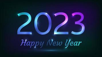 Bonne année 2023 fond néon. toile de fond abstraite au néon avec des lumières pour la carte de voeux de vacances de noël, des dépliants ou des affiches. illustration vectorielle vecteur