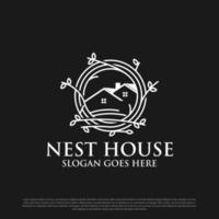 modèle de conception de logo de maison de nid de beauté, idéal pour la construction d'une idée de logo de maison vecteur