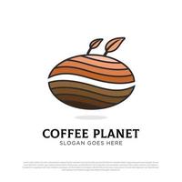 inspiration de conception de logo planète café, modèle de conception de café vectoriel