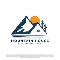 inspiration de logo de maison de montagne, vecteur de conception de logo immobilier de colline