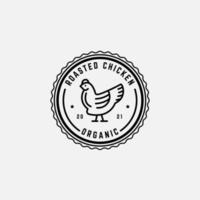 insigne de logo de viande de poulet rôti biologique, idéal pour les dessins au trait vecteur de logo d'aliments biologiques