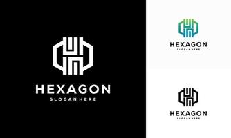 modèle de conceptions de logo hexagonal de ligne moderne, logo de technologie hexagonale vecteur