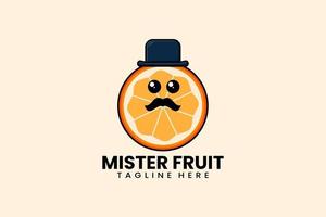 modèle plat moderne monsieur logo de fruits orange vecteur