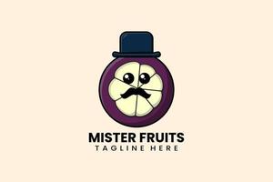 modèle plat moderne monsieur mangoustan fruits logo vecteur