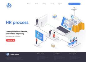 page de destination isométrique du processus hr vecteur
