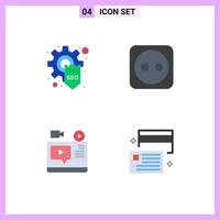 pack d'icônes plates de 4 symboles universels de développement blog outils d'engrenage didacticiel éléments de conception vectoriels modifiables vecteur
