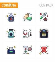 ensemble d'icônes de prévention du coronavirus 25 bouteille de sirop de soins de santé bleu sirop de lavage virus coronavirus viral 2019nov éléments de conception de vecteur de maladie