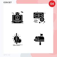 4 glyphes solides universels définis pour les applications web et mobiles degré idée gruadation économie clé éléments de conception vectoriels modifiables vecteur
