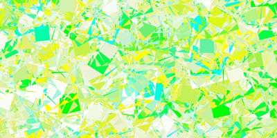 texture de vecteur vert clair, jaune avec des triangles aléatoires.