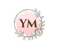 logo féminin initial ym. utilisable pour les logos nature, salon, spa, cosmétique et beauté. élément de modèle de conception de logo vectoriel plat.