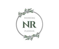 nr initiales lettre mariage monogramme logos collection, modèles minimalistes et floraux modernes dessinés à la main pour cartes d'invitation, réservez la date, identité élégante pour restaurant, boutique, café en image vectorielle vecteur