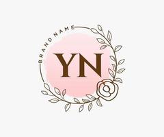 initiale yn logo féminin. utilisable pour les logos nature, salon, spa, cosmétique et beauté. élément de modèle de conception de logo vectoriel plat.