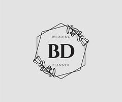 logo féminin bd initial. utilisable pour les logos nature, salon, spa, cosmétique et beauté. élément de modèle de conception de logo vectoriel plat.