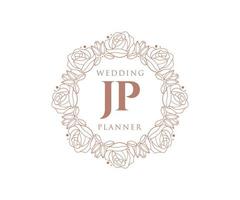 jp initiales lettre mariage monogramme logos collection, modèles minimalistes et floraux modernes dessinés à la main pour cartes d'invitation, réservez la date, identité élégante pour restaurant, boutique, café en image vectorielle vecteur