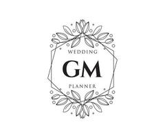 gm initiales lettre mariage monogramme logos collection, modèles minimalistes et floraux modernes dessinés à la main pour cartes d'invitation, réservez la date, identité élégante pour restaurant, boutique, café en image vectorielle vecteur