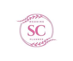 sc initiales lettre mariage monogramme logos collection, modèles minimalistes et floraux modernes dessinés à la main pour cartes d'invitation, réservez la date, identité élégante pour restaurant, boutique, café en image vectorielle vecteur