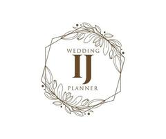 ij initiales lettre mariage monogramme logos collection, modèles minimalistes et floraux modernes dessinés à la main pour cartes d'invitation, réservez la date, identité élégante pour restaurant, boutique, café en image vectorielle vecteur