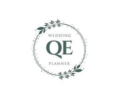 qe initiales lettre collection de logos de monogramme de mariage, modèles minimalistes et floraux modernes dessinés à la main pour cartes d'invitation, réservez la date, identité élégante pour restaurant, boutique, café en image vectorielle vecteur