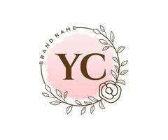 logo féminin initial yc. utilisable pour les logos nature, salon, spa, cosmétique et beauté. élément de modèle de conception de logo vectoriel plat.