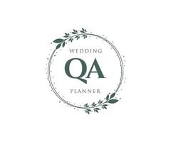 qa initiales lettre mariage monogramme logos collection, modèles minimalistes et floraux modernes dessinés à la main pour cartes d'invitation, réservez la date, identité élégante pour restaurant, boutique, café en image vectorielle vecteur