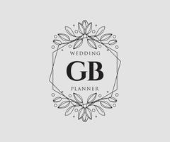 gb initiales lettre collection de logos de monogramme de mariage, modèles minimalistes et floraux modernes dessinés à la main pour cartes d'invitation, réservez la date, identité élégante pour restaurant, boutique, café en image vectorielle vecteur