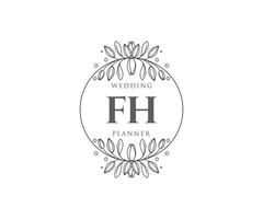 fh initiales lettre mariage monogramme logos collection, modèles minimalistes et floraux modernes dessinés à la main pour cartes d'invitation, réservez la date, identité élégante pour restaurant, boutique, café en image vectorielle vecteur