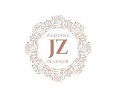 jz initiales lettre mariage monogramme logos collection, modèles minimalistes et floraux modernes dessinés à la main pour cartes d'invitation, réservez la date, identité élégante pour restaurant, boutique, café en image vectorielle vecteur