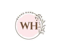 initiale wh logo féminin. utilisable pour les logos nature, salon, spa, cosmétique et beauté. élément de modèle de conception de logo vectoriel plat.