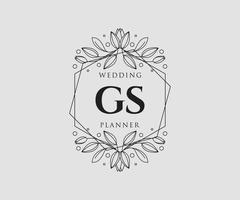 gs initiales lettre collection de logos de monogramme de mariage, modèles minimalistes et floraux modernes dessinés à la main pour cartes d'invitation, réservez la date, identité élégante pour restaurant, boutique, café en image vectorielle vecteur