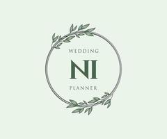 ni initiales lettre mariage monogramme logos collection, modèles minimalistes et floraux modernes dessinés à la main pour cartes d'invitation, réservez la date, identité élégante pour restaurant, boutique, café en image vectorielle vecteur