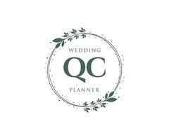 qc initiales lettre mariage monogramme logos collection, modèles minimalistes et floraux modernes dessinés à la main pour cartes d'invitation, réservez la date, identité élégante pour restaurant, boutique, café en image vectorielle vecteur