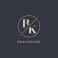 logo de la lettre initiale bk avec une ligne de cercle simple, style de logo monogramme au look élégant vecteur