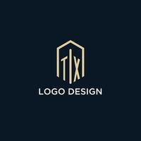 logo monogramme initial tx avec style de forme hexagonale, inspiration d'idées de conception de logo immobilier vecteur
