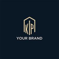 logo monogramme initial kp avec style de forme hexagonale, inspiration d'idées de conception de logo immobilier vecteur