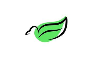 conception de logo de style doodle feuilles d'oiseau vecteur